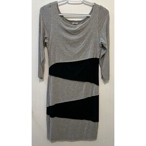 Jude Made in USA Womens M Gray Black Asymmetrical Colorblock Dress